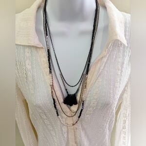 Chic Black and Silver Multi-Layer Necklace